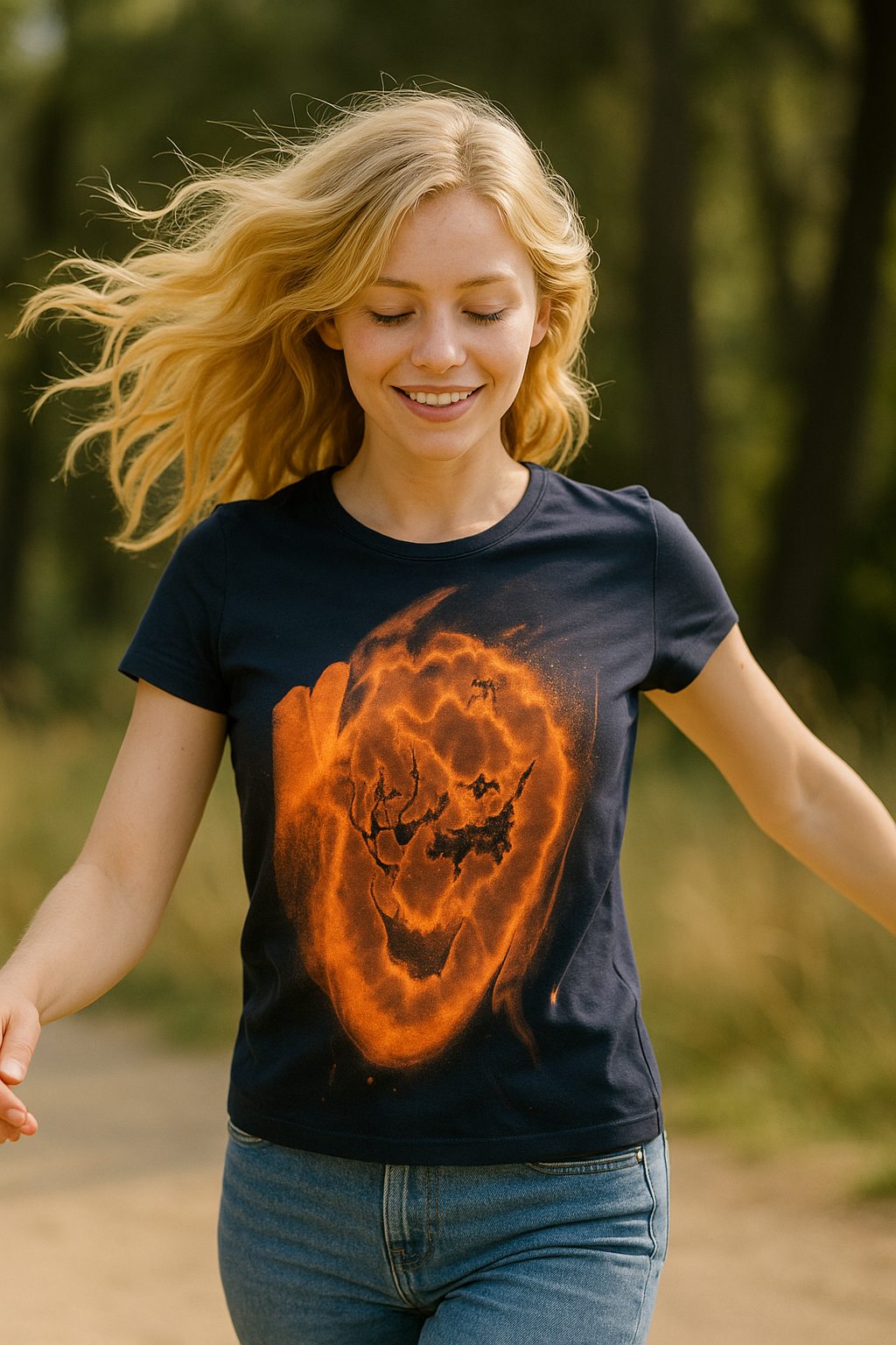 Organic Cotton Short-sleeved Ladies' Hand-Crafted T-shirt - Extra Small